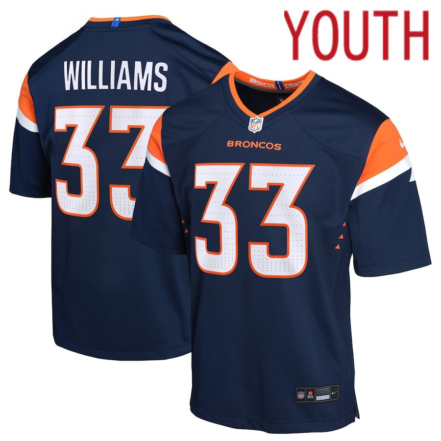 Youth Denver Broncos #33 Javonte Williams Nike Navy Alternate Game NFL Jersey->youth nfl jersey->Youth Jersey